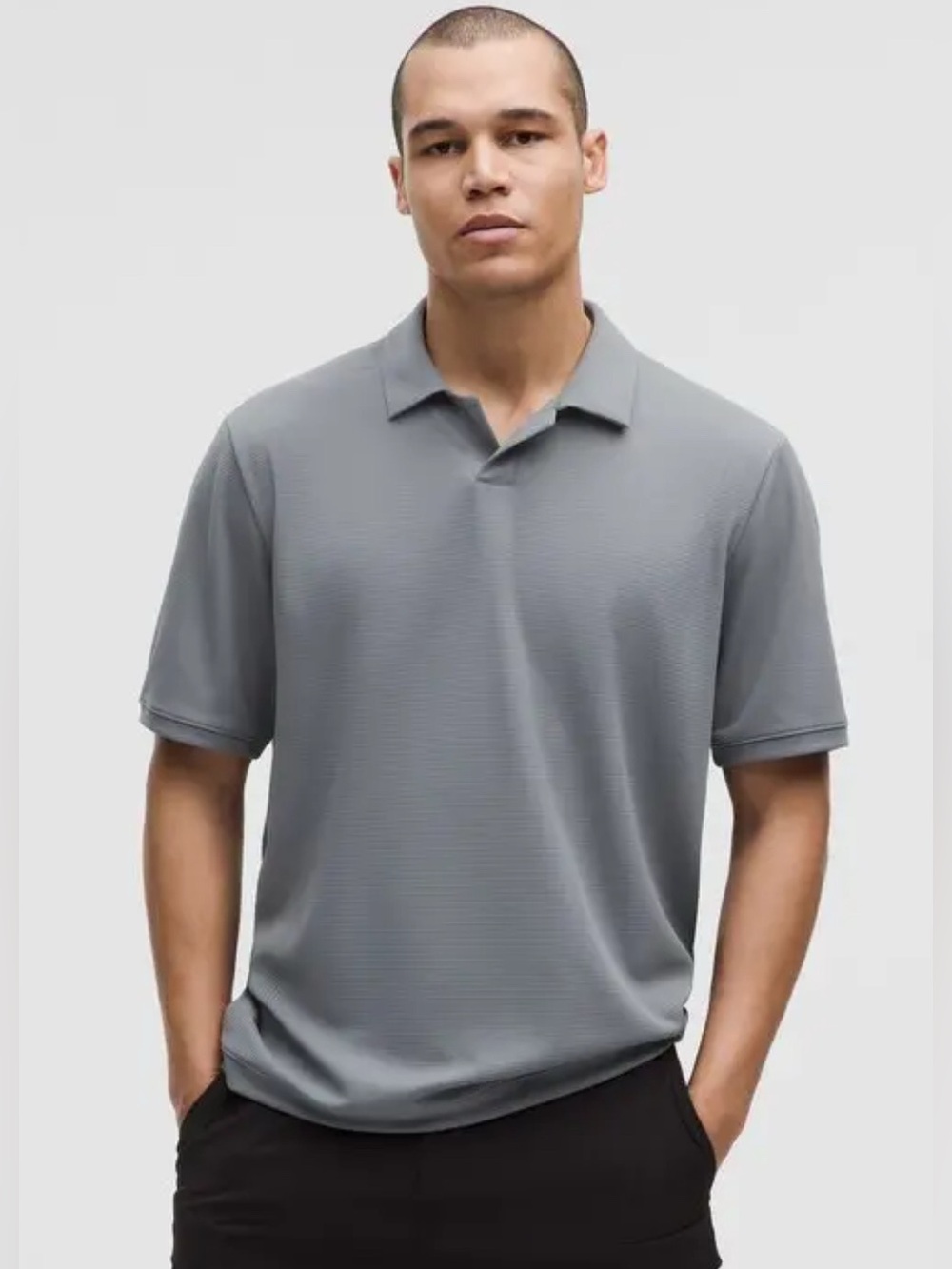 lululemon athletica Heather Grey Short-Sleeve Polo